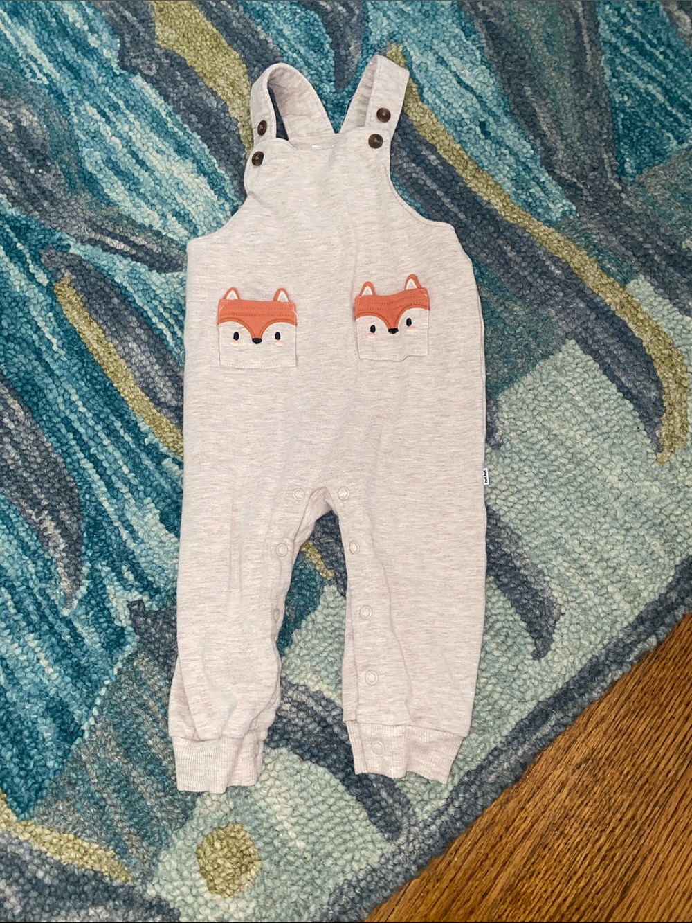 Little Sleepies Overalls with Orange Fox Pockets